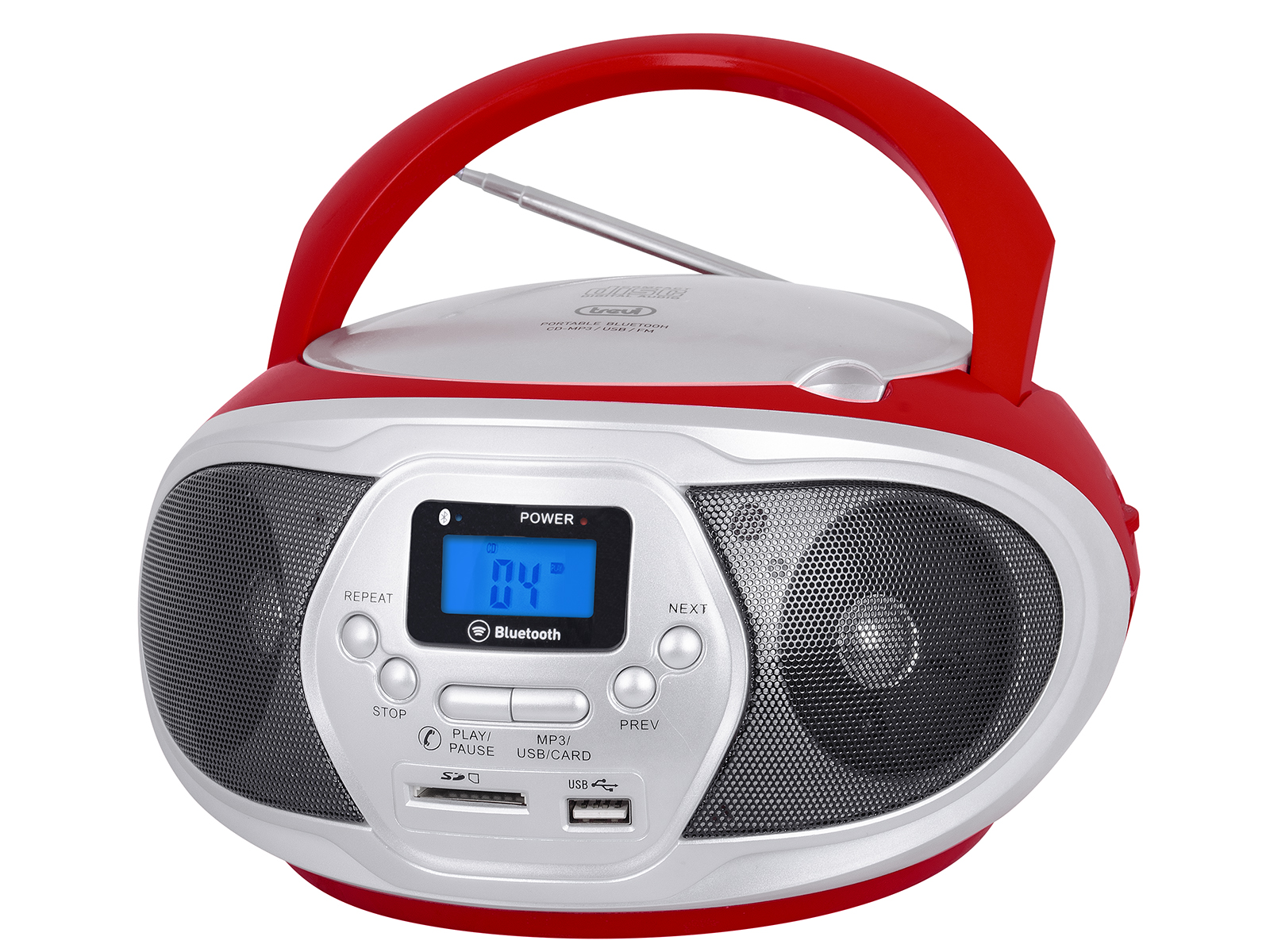 STEREO PORTATILE BOOMBOX BLUETOOTH CD MP3 USB SD CMP 548 BT ROSSO