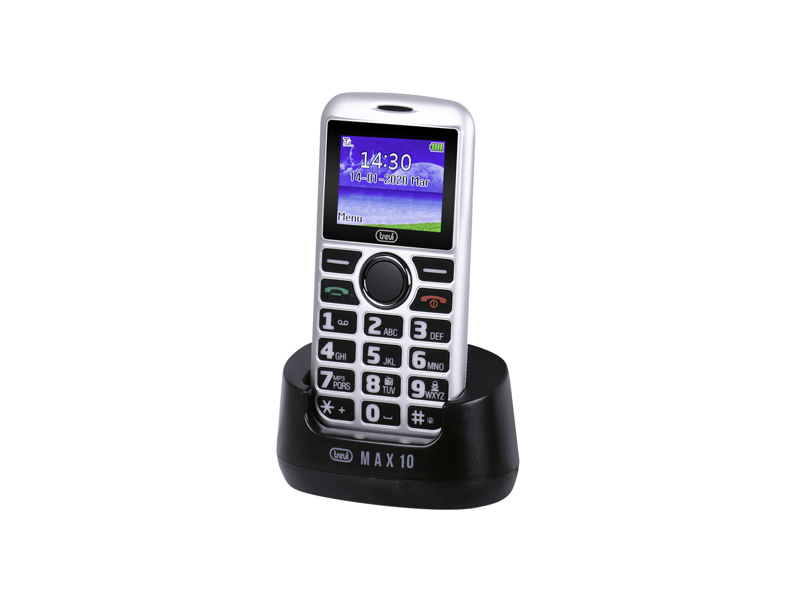 Telefono Cellulare con Grandi Tasti Funzione SOS Trevi MAX 10 Argento