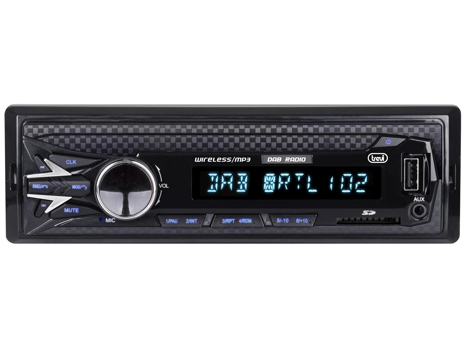 Trevi SCD 5753 DAB Autoradio DAB/DAB+ FM 160W con Bluetooth, ingresso USB  Fast Charge, Micro USB e supporto Smartphone 7